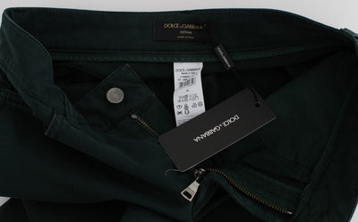 Green Cotton Stretch Straight Fit Jeans