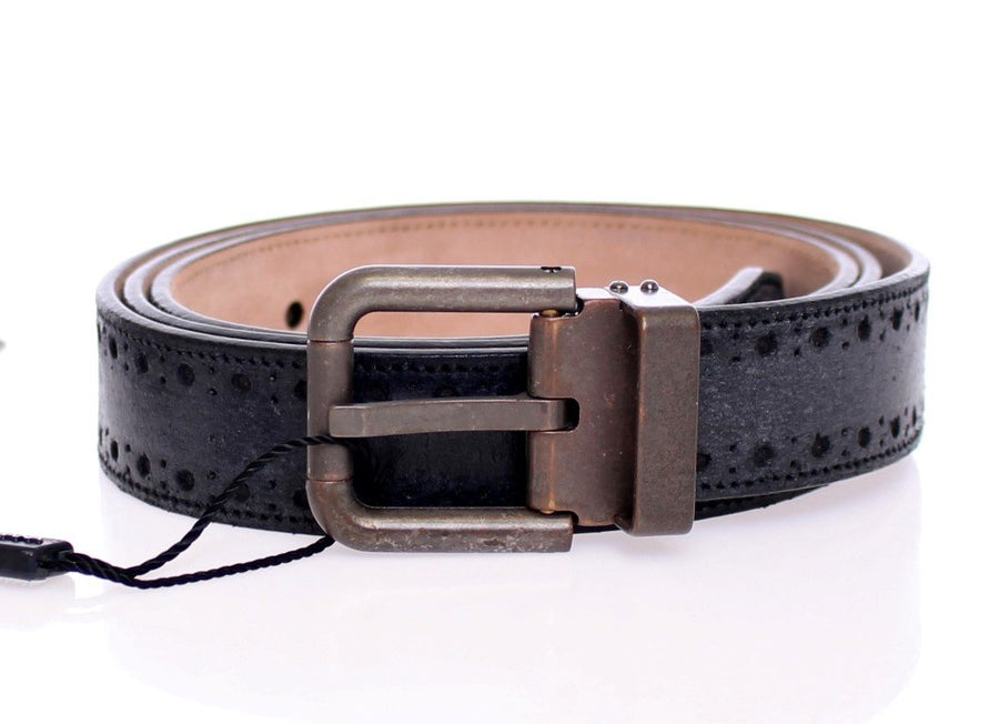Blue Leather Logo Belt