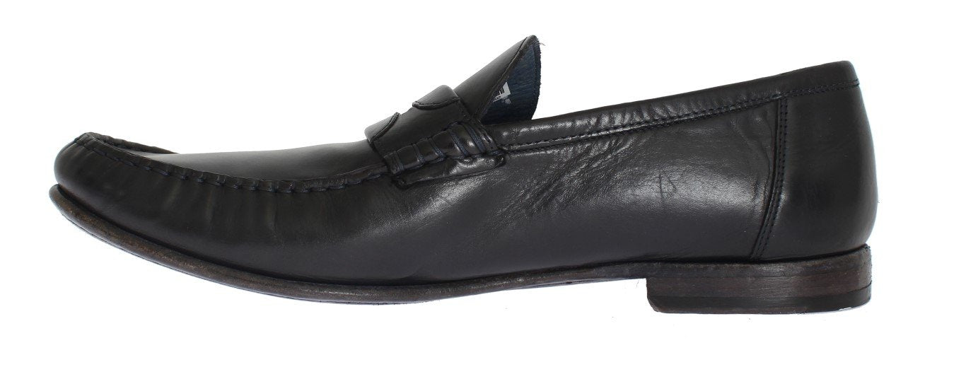 Blue Leather Loafers Shoes