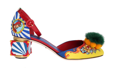 Multicolor Carretto Crystal Mink Fur Shoes