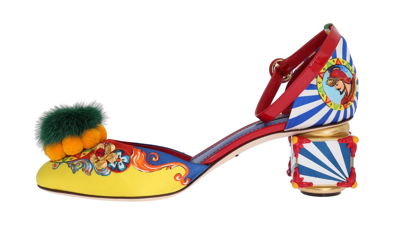 Multicolor Carretto Crystal Mink Fur Shoes