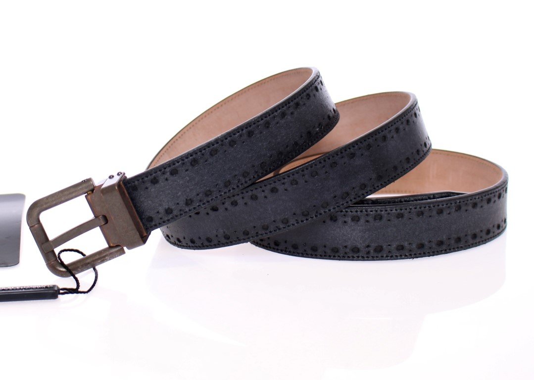 Blue Leather Logo Belt