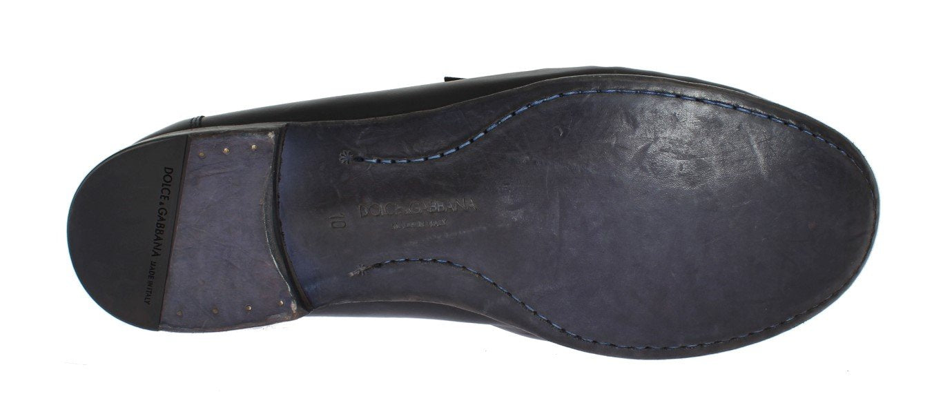 Blue Leather Loafers Shoes