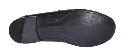 Blue Leather Loafers Shoes