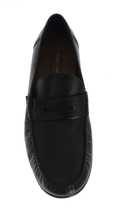Blue Leather Loafers Shoes
