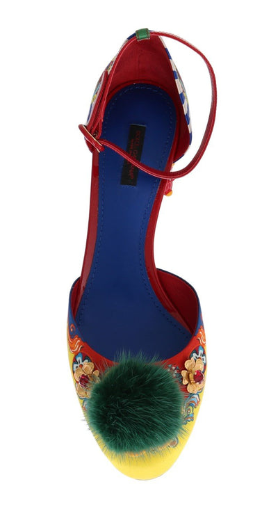 Multicolor Carretto Crystal Mink Fur Shoes