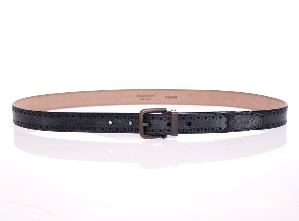 Blue Leather Logo Belt
