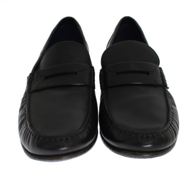 Blue Leather Loafers Shoes
