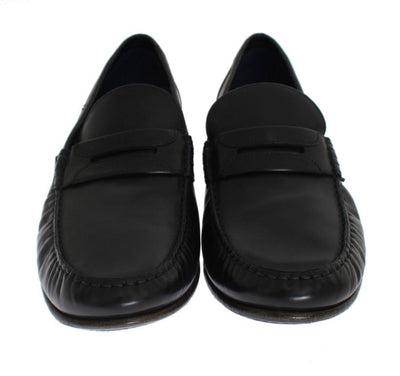 Blue Leather Loafers Shoes