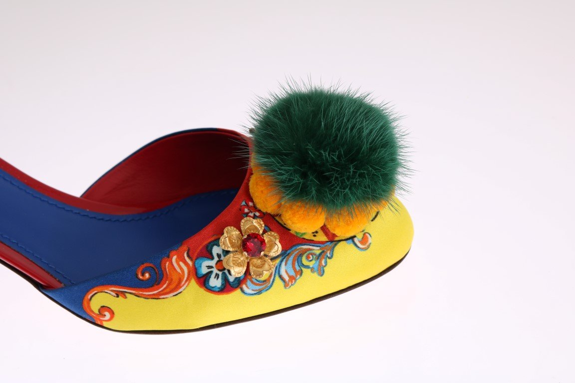 Multicolor Carretto Crystal Mink Fur Shoes