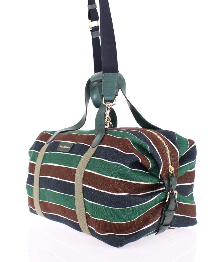 Multicolor striped boston bag