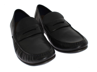 Blue Leather Loafers Shoes