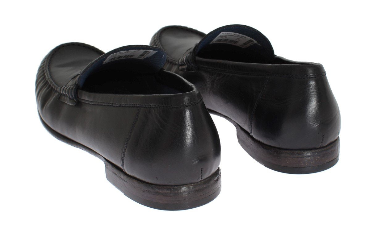 Blue Leather Loafers Shoes