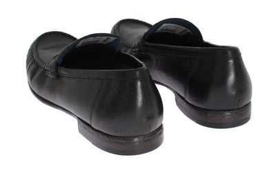 Blue Leather Loafers Shoes