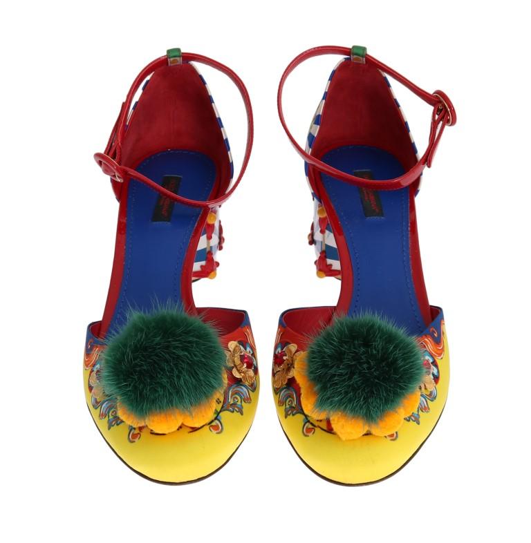 Multicolor Carretto Crystal Mink Fur Shoes