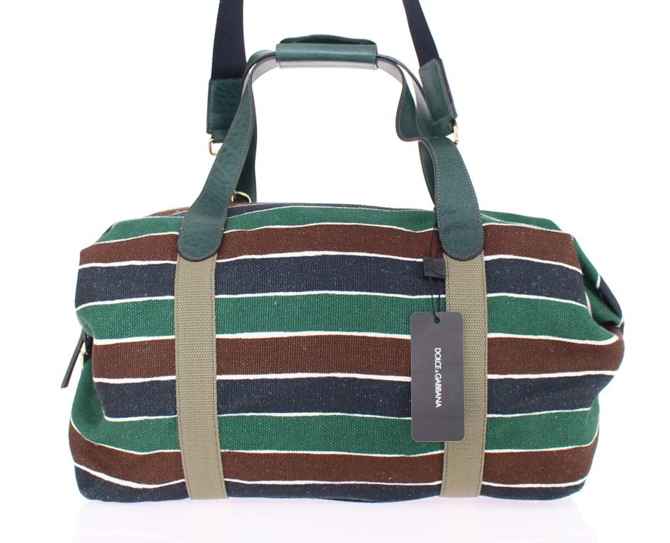 Multicolor striped boston bag
