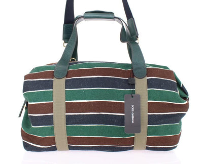 Multicolor striped boston bag
