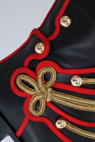 Black Leather Gold Studs Boots