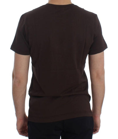 Crewneck 2015 Motive Print Brown Cotton T-shirt