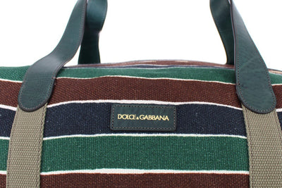 Multicolor striped boston bag