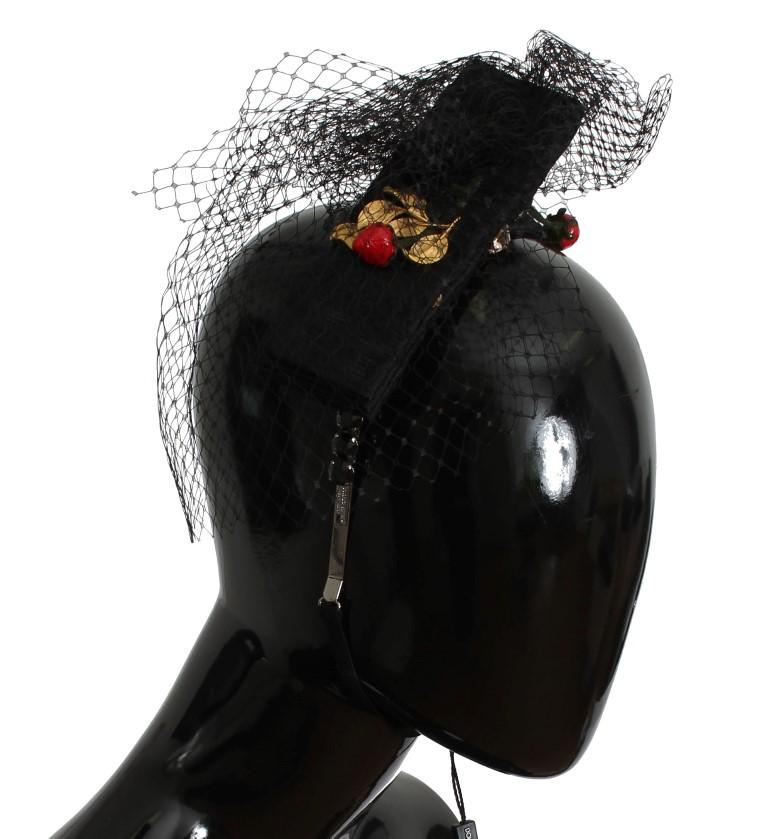 Black Crystal Bow Fruit Embellished Headband