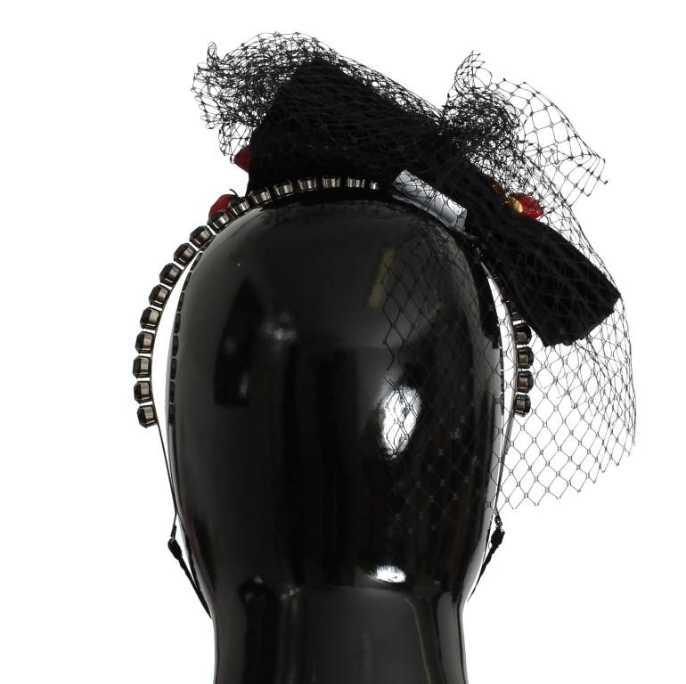 Black Crystal Bow Fruit Embellished Headband