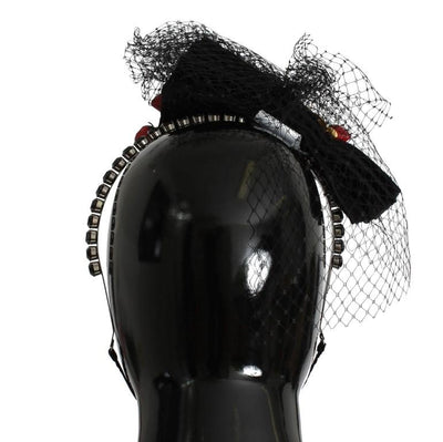 Black Crystal Bow Fruit Embellished Headband