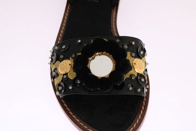 Black Raffia Crystal Torero Sandals