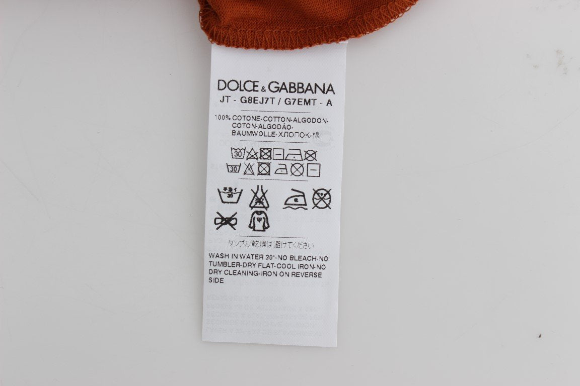 Crewneck 2015 Motive Print Orange Cotton T-shirt