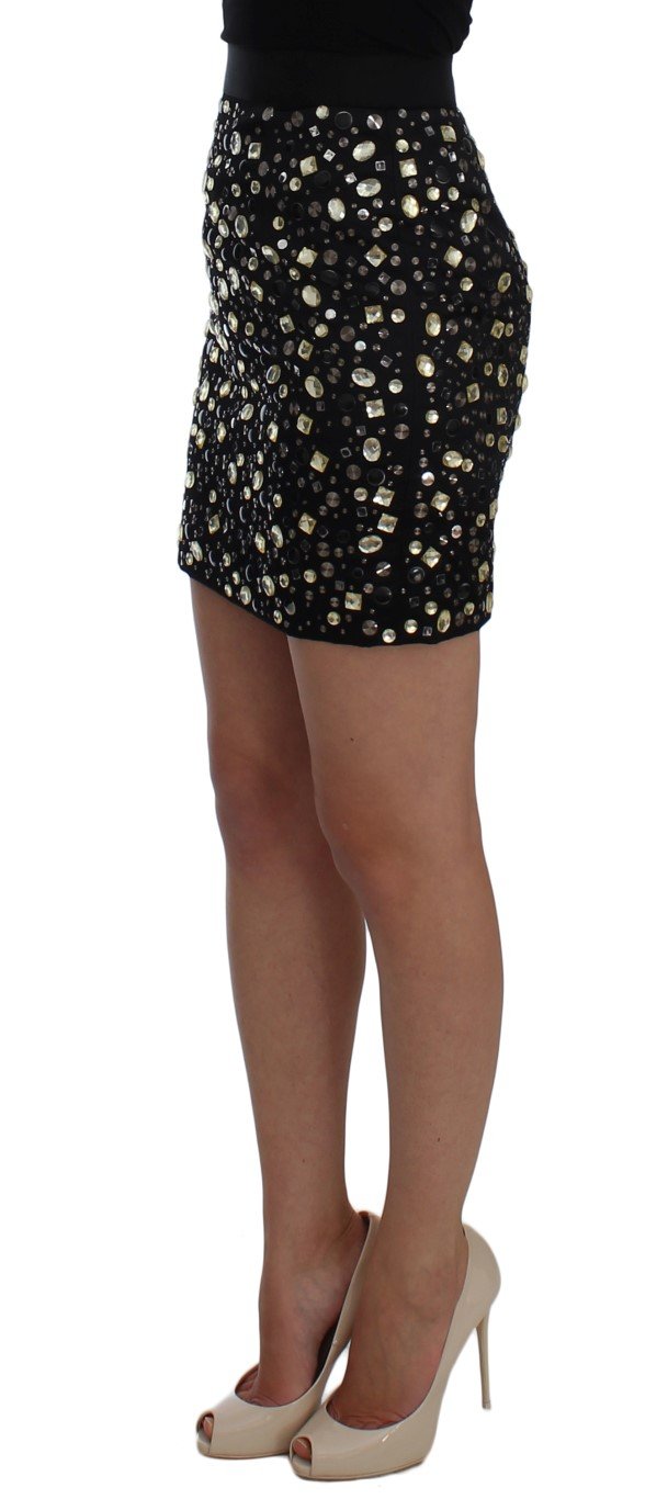Black Embellished High Waist Pencil Skirt