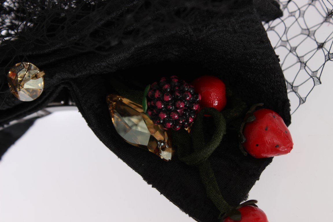 Black Crystal Bow Fruit Embellished Headband