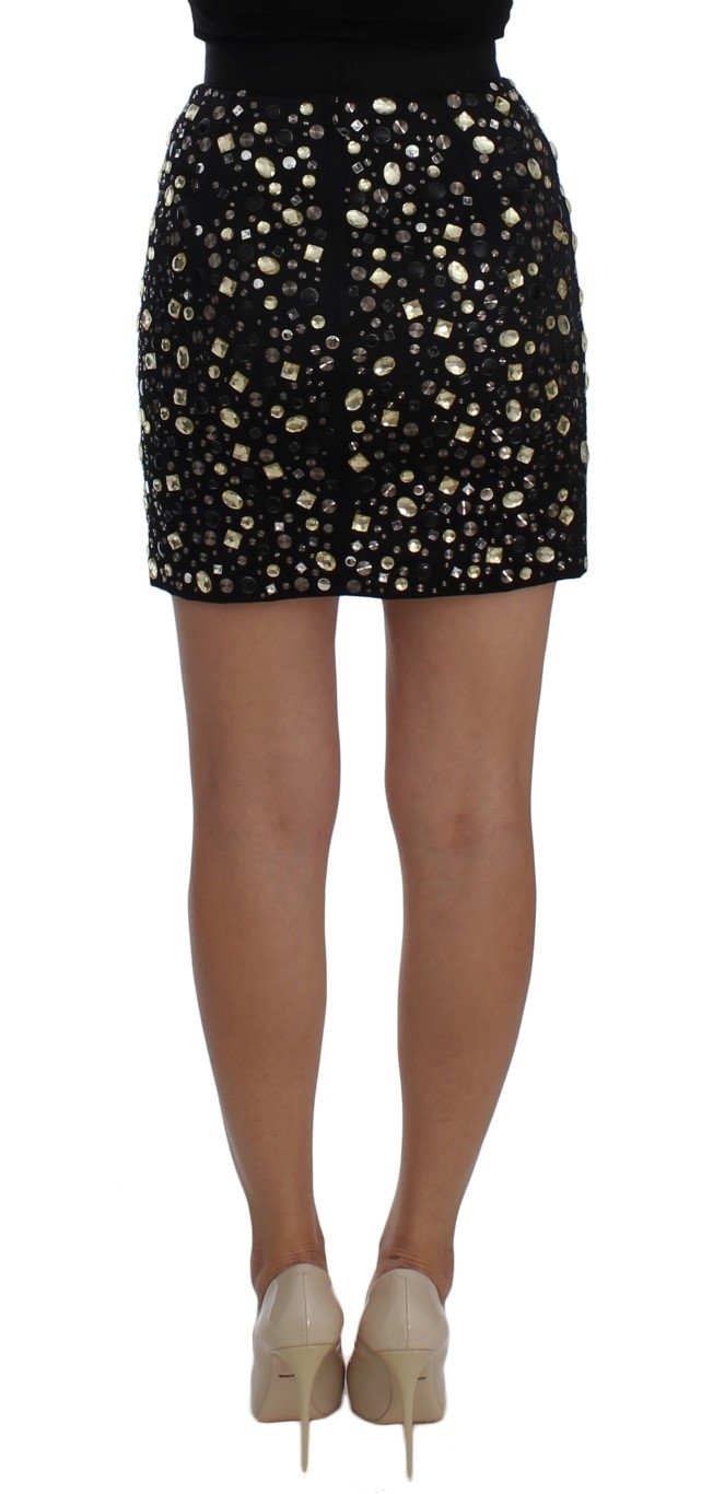 Black Embellished High Waist Pencil Skirt