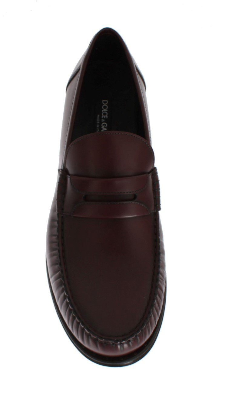 Bordeaux Leather Loafers Shoes