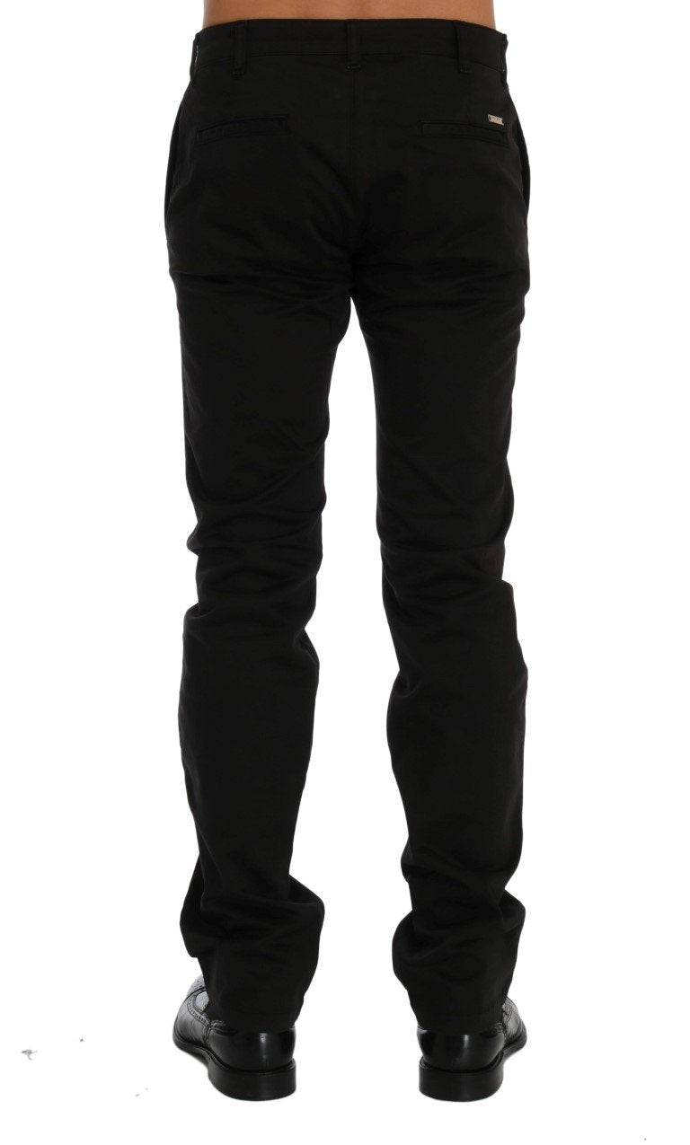 Black Cotton Stretch Chinos Pants