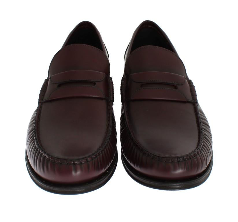 Bordeaux Leather Loafers Shoes