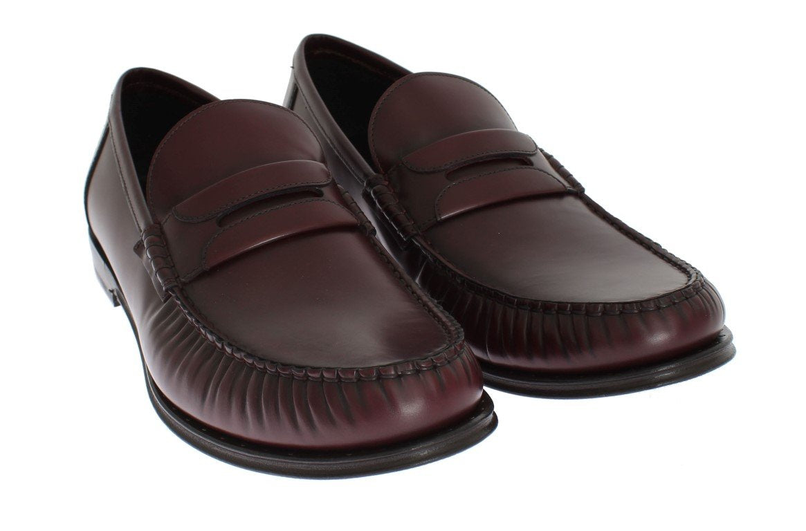 Bordeaux Leather Loafers Shoes