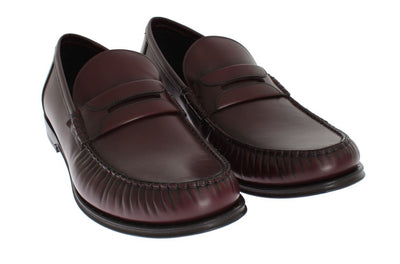 Bordeaux Leather Loafers Shoes