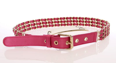 Pink Silk Metal Logo Belt