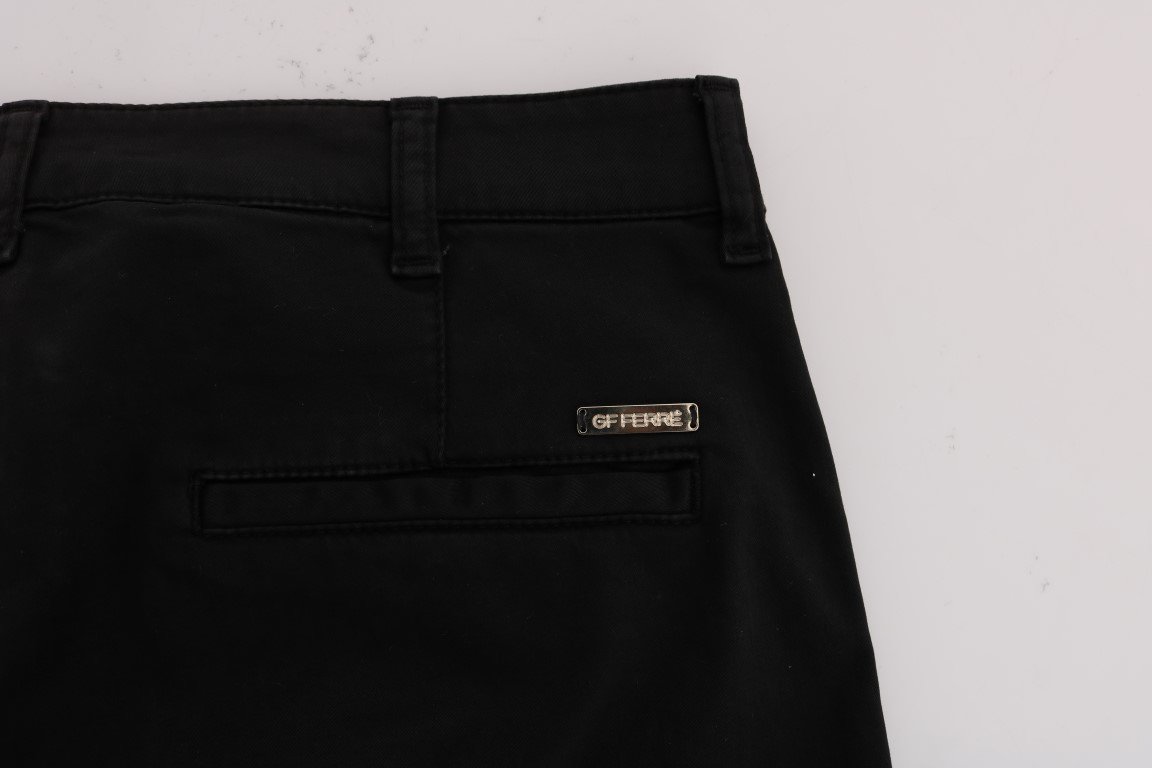Black Cotton Stretch Chinos Pants