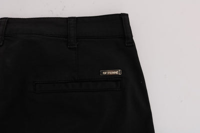 Black Cotton Stretch Chinos Pants