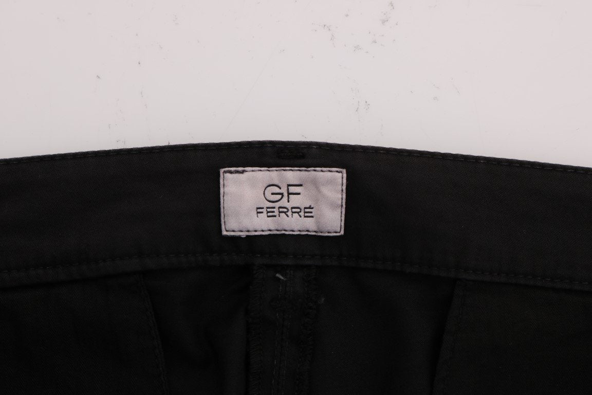Black Cotton Stretch Chinos Pants
