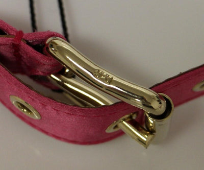 Pink Silk Metal Logo Belt
