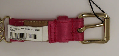 Pink Silk Metal Logo Belt