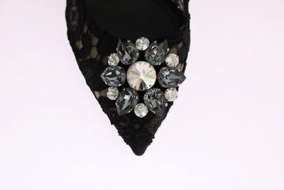 Black Taormina Lace Crystal Pumps