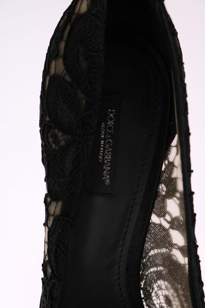 Black Taormina Lace Crystal Pumps