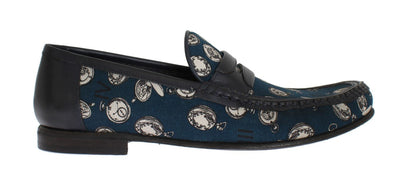 Blue Watches Canvas Leather Loafers