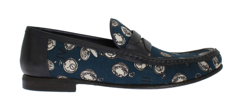 Blue Watches Canvas Leather Loafers