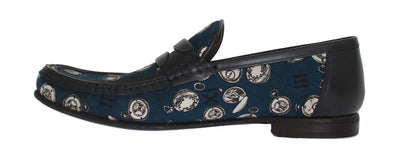 Blue Watches Canvas Leather Loafers