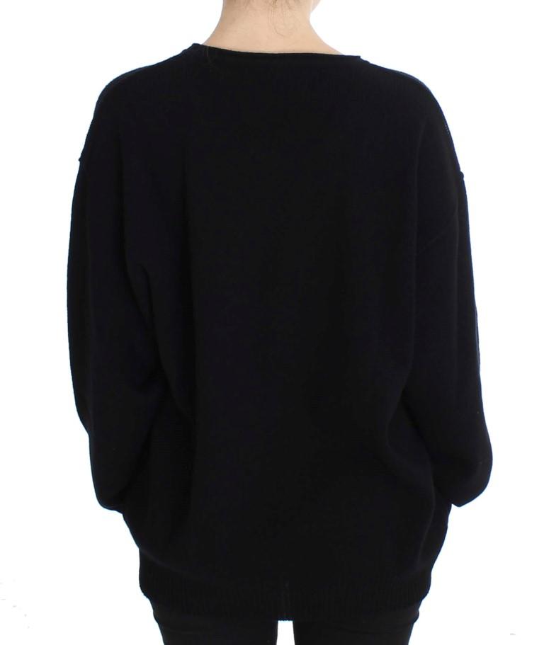 Black Cashmere Crewneck Pullover Sweater