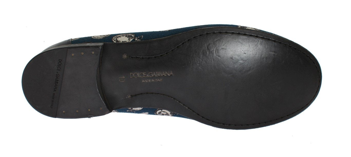 Blue Watches Canvas Leather Loafers